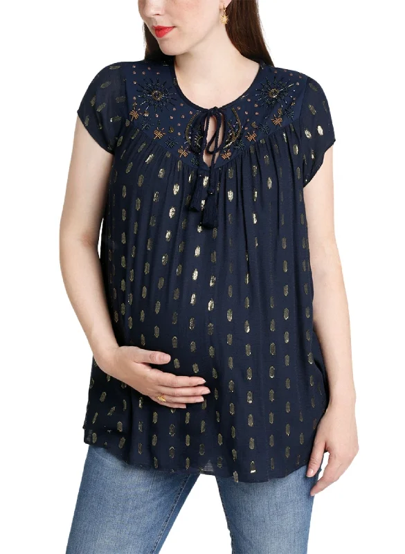 plunge t - shirt bras for a sleek appearanceMaternity & Nursing Blouse Hidden Pathway in Night Blue plunge t - shirt bras for a sleek appearanceMaternity & Nursing Blouse Hidden Pathway in Night Blue
