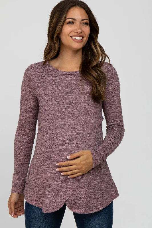 minimizer plus size bras for curvy figuresMauve Heather Knit Layered Front Maternity/Nursing Top minimizer plus size bras for curvy figuresMauve Heather Knit Layered Front Maternity/Nursing Top