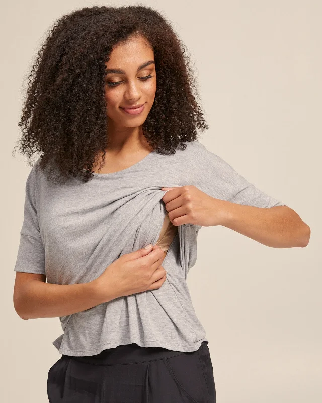 plus size bras with good supportBamboo Boxy Nursing Tee - Grey Marle