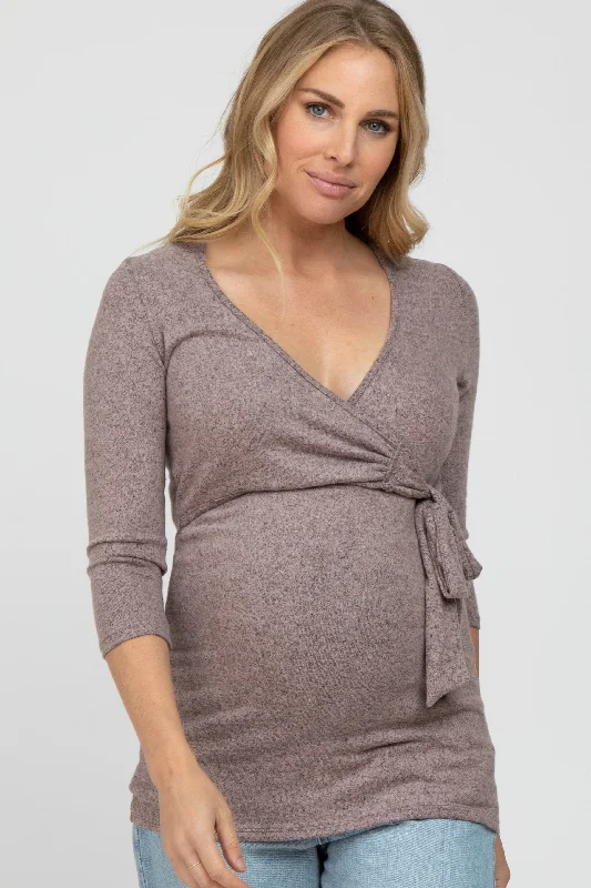 sexy backless push up brasPink Brushed Knit Maternity Wrap Top
