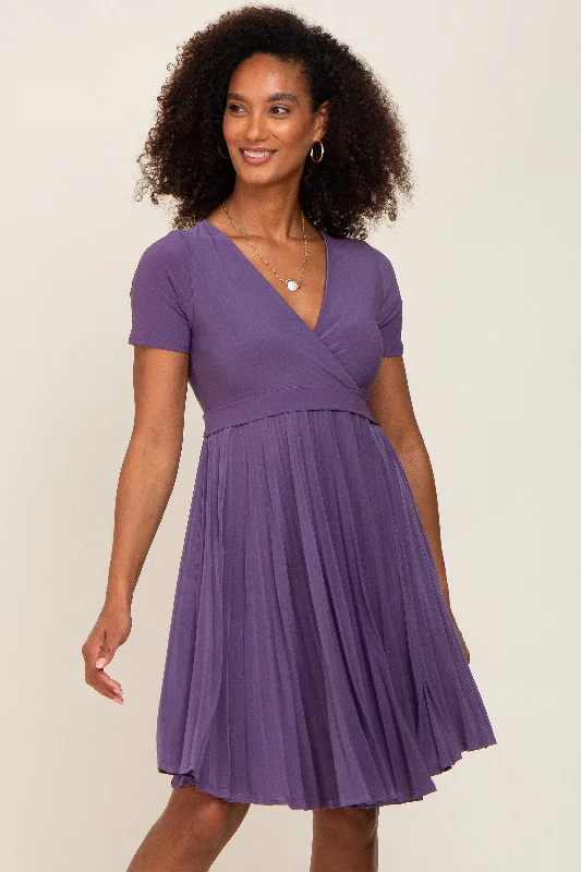 strapless bras for backless dressesPlum Pleated Nursing Dress
