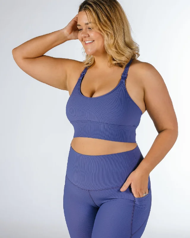 underwire bras with maximum supportRibbed Purple Breastfeeding Crop