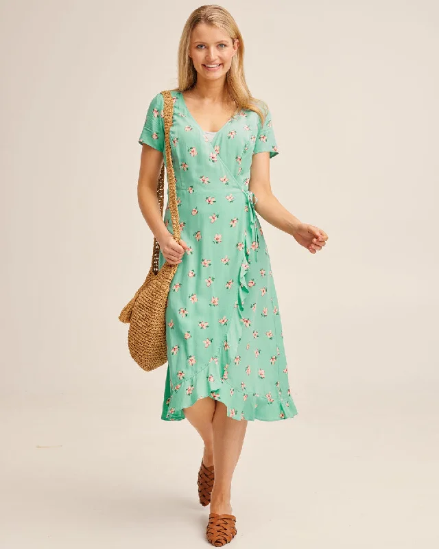 seamless bras for invisible under clothesRuffle Nursing Wrap Dress - Green Floral