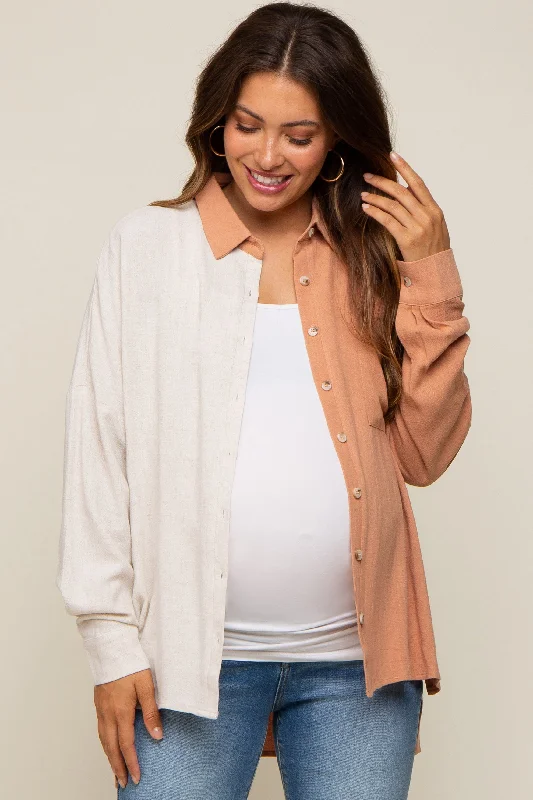 bralette with underwire for added supportRust Color Block Button Up Linen Maternity Top bralette with underwire for added supportRust Color Block Button Up Linen Maternity Top