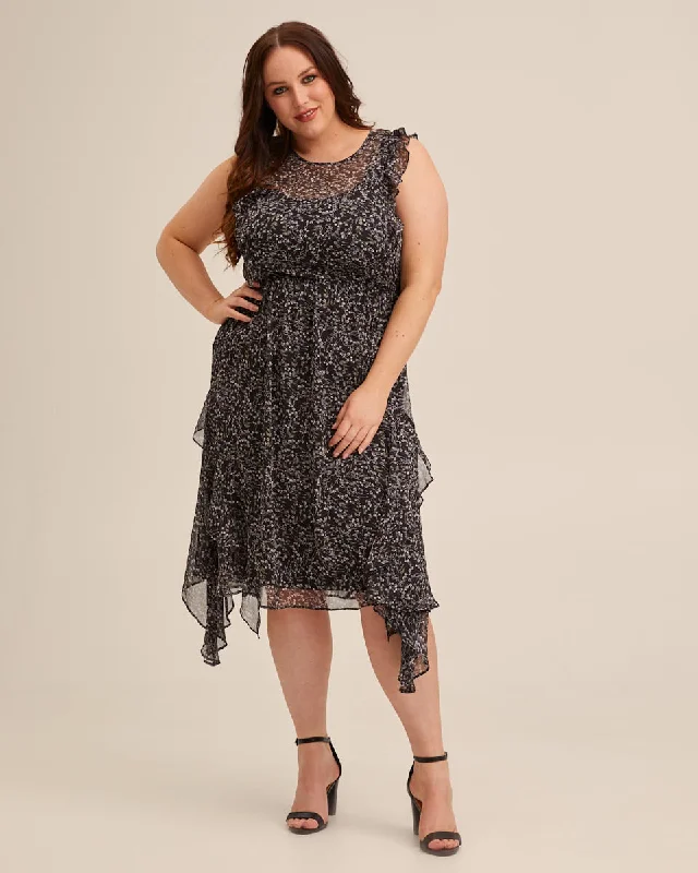 plunge bras for low cut topsSheer Ruffle Nursing Dress - Black Floral
