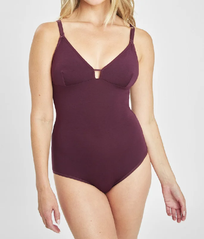 balconette lace bras for a feminine touchThe All-Day Nursing Bodysuit: Plum