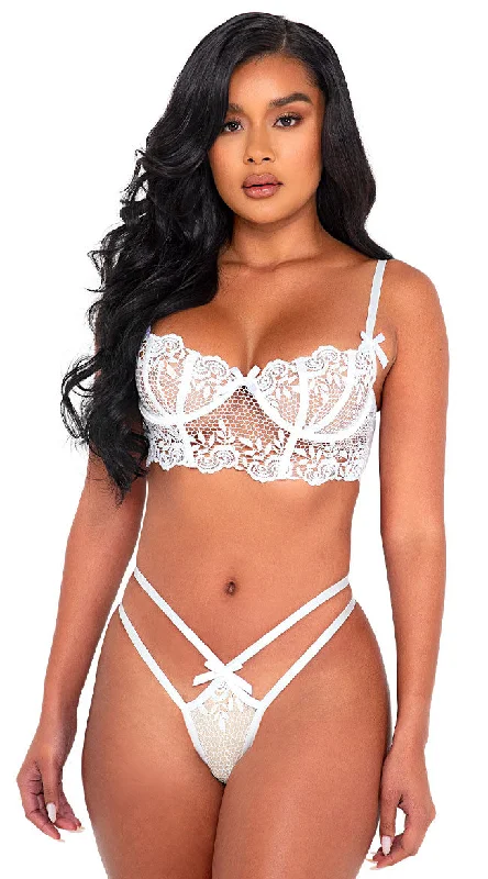 plunge push up bras for a bold lookWedding Rosette Lace Bra Set