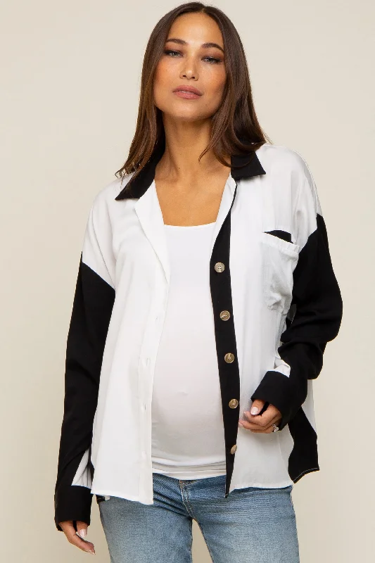 t - shirt bras for a smooth look under clothesWhite Colorblock Oversized Maternity Blouse t - shirt bras for a smooth look under clothesWhite Colorblock Oversized Maternity Blouse