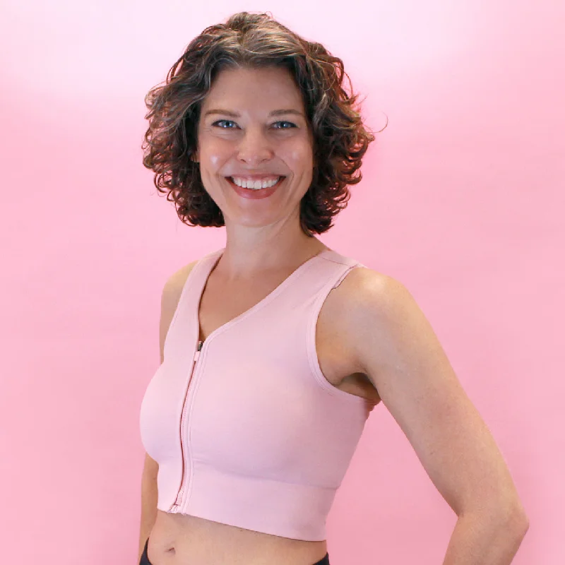 Bra with adjustable hooks for a customized fit​ ABC #520 Pink Active Recovery Bra
