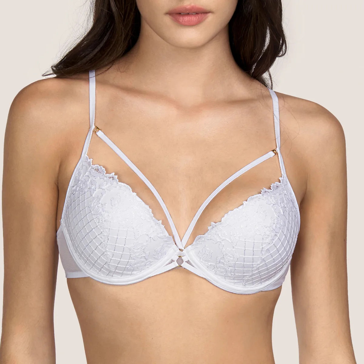 Bra with a contoured cup for a natural - looking shape Andres Sarda Wolfe Padded Plunge Bra in White Bra with a contoured cup for a natural - looking shape Andres Sarda Wolfe Padded Plunge Bra in White