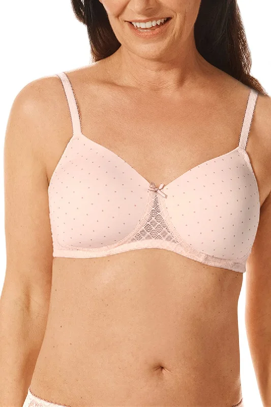 Bra with a high - cut cup for more coverage and support​ Anna Padded Non-Wired Bra - light rose / dark mauve - #44917