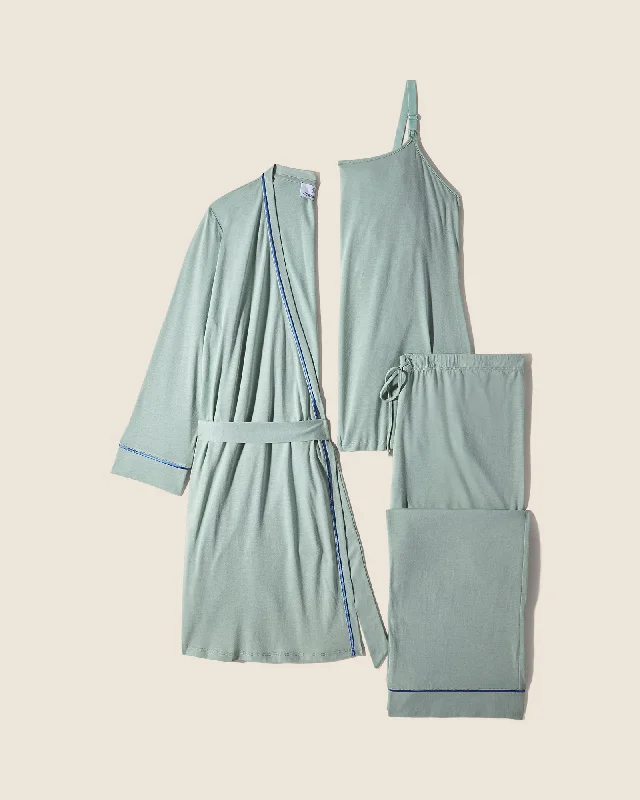 Bra with a push - up memory foam cup for enhanced cleavage Nursing 3 Piece Pajama Set With Robe Bra with a push - up memory foam cup for enhanced cleavage Nursing 3 Piece Pajama Set With Robe