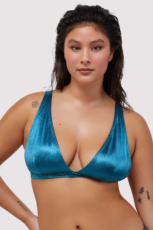 lace balconette bras for a luxurious feelBlue Shine Non Wired Plunge Bikini Top Fuller Bust Exclusive