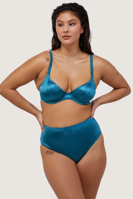 balconette lace bras for a feminine touchBlue Shine Wired Plunge Bikini Top Fuller Bust Exclusive