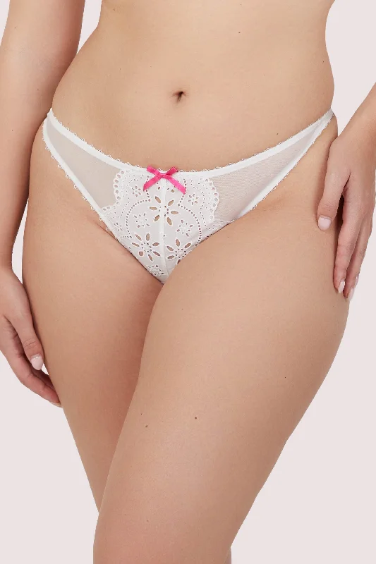padded wireless bras for light supportCamille White Broderie Thong