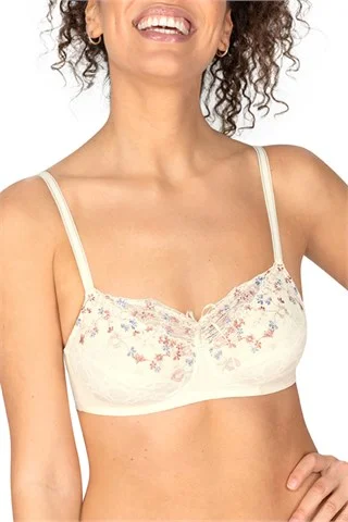 Strapless bras for wearing with strapless tops and dresses​ Daydream #44794 Non-wired Bra - Off-White/Floral
