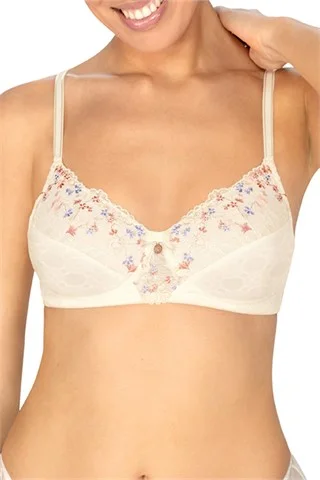 Back - closure bras with traditional hook - and - eye fastenings​ Daydream #44795 Non-wired Padded Bra - Off-White/Floral