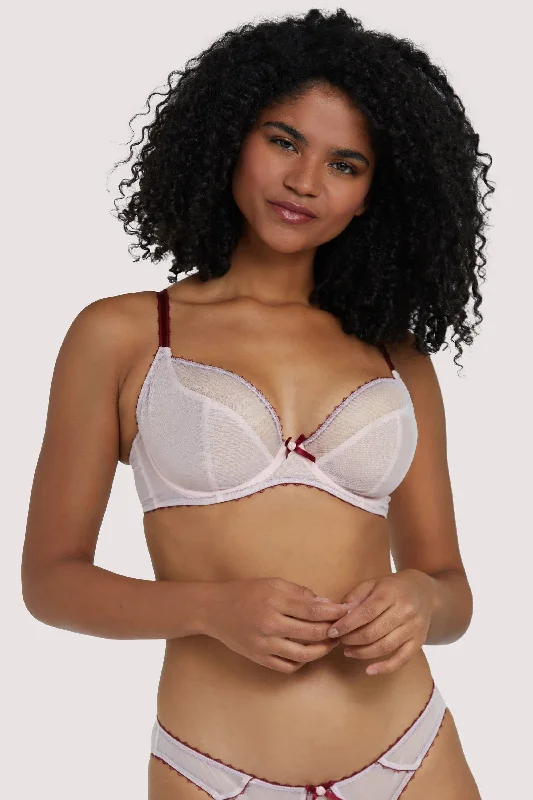 plus size bralette bras for comfortGrace Dusty Pink Plunge Net Bra