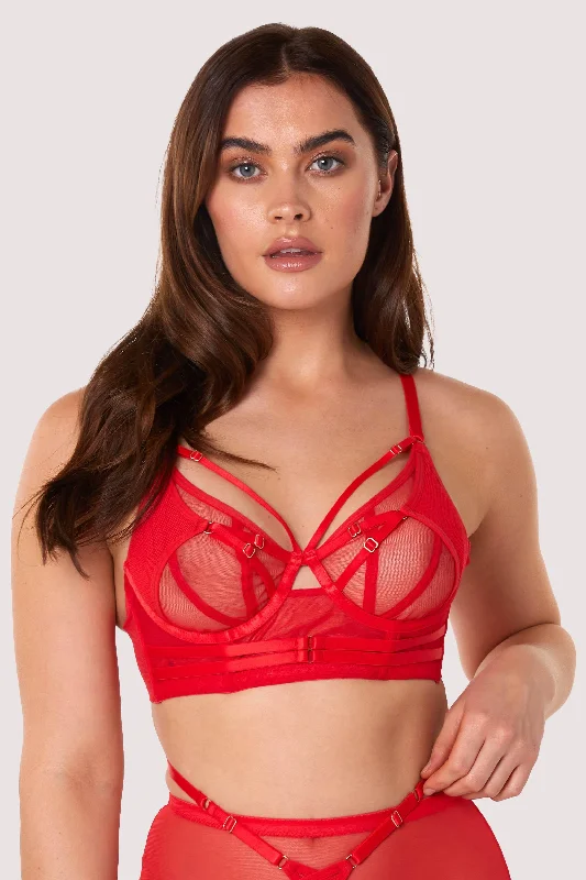 seamless wireless bras for everyday comfortEddie Red Crossover Wrap Bra