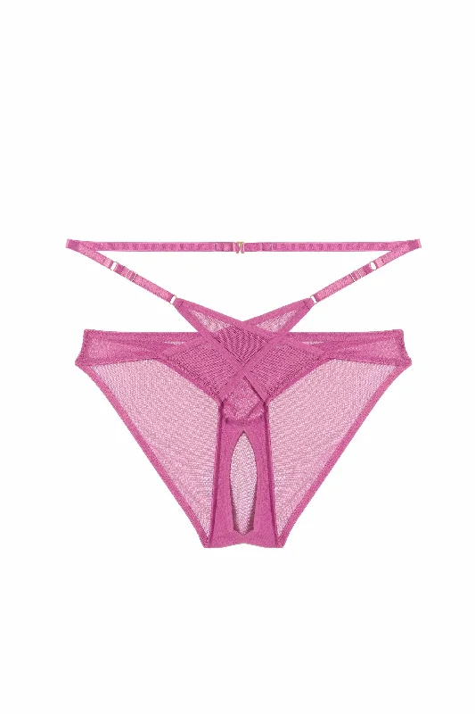 lace bras for a romantic lookEddie Pink Crossover Wrap Crotchless Brazilian Brief