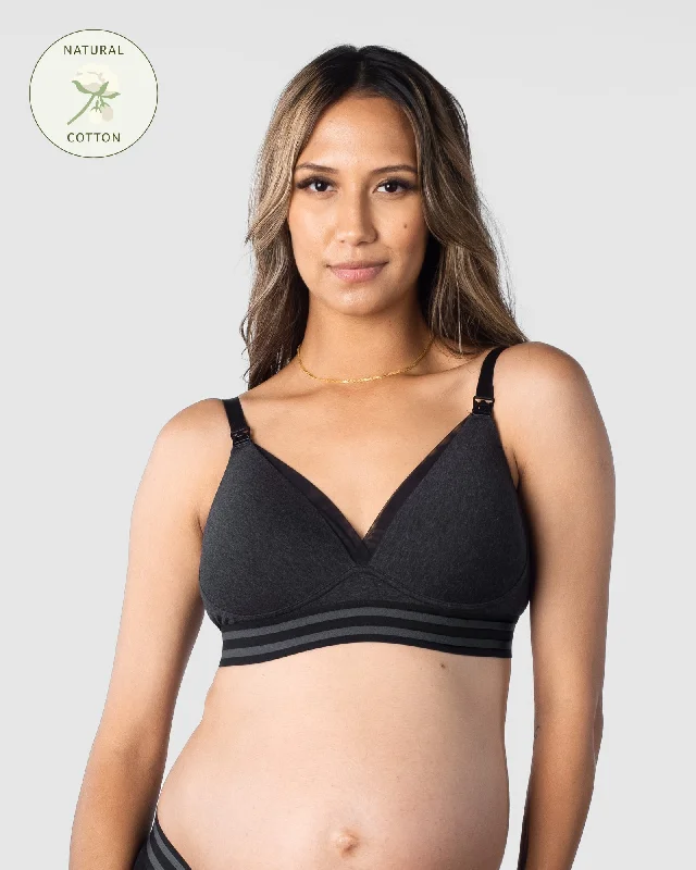 Bra with a plus - size wireless option for comfort ELEVATE COTTON BLACK T-SHIRT NURSING BRA - WIREFREE Bra with a plus - size wireless option for comfort ELEVATE COTTON BLACK T-SHIRT NURSING BRA - WIREFREE