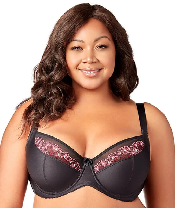 bralette bras for a trendy and comfortable styleElila Swiss Embroidered Underwire Balcony Bra - Black