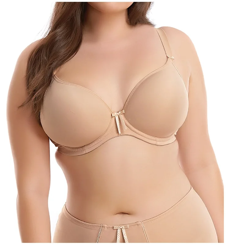 Bra with a wireless memory foam cup for ultimate comfort​ Elomi Bijou Molded Plunge Underwire Bra (8722) - Sand