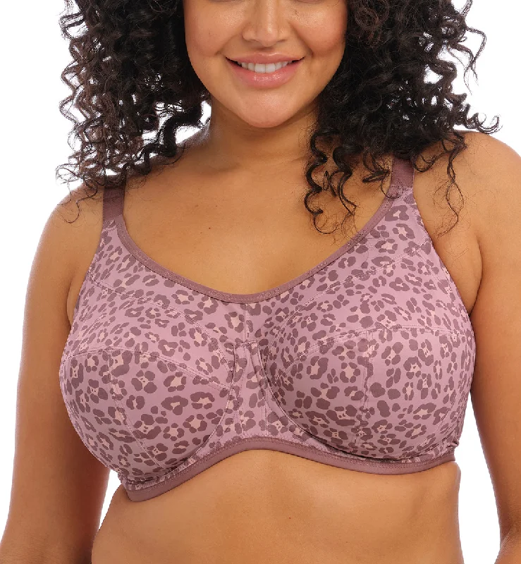 Bra with a seamless cup for a smooth silhouette Elomi Energise J-Hook Underwire Sports Bra (8042) - Dusky Leopard Bra with a seamless cup for a smooth silhouette Elomi Energise J-Hook Underwire Sports Bra (8042) - Dusky Leopard