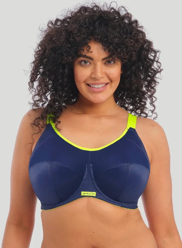 plus size bras with good supportElomi: Energise Sports Bra With J Hook Navy