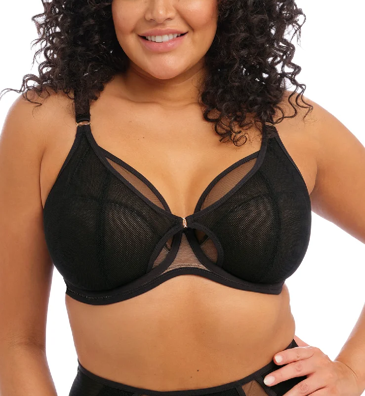 Bra with a satin finish for a luxurious look Elomi Kintai Peek-a-Boo Plunge Underwire Bra (301202) - Black Bra with a satin finish for a luxurious look Elomi Kintai Peek-a-Boo Plunge Underwire Bra (301202) - Black