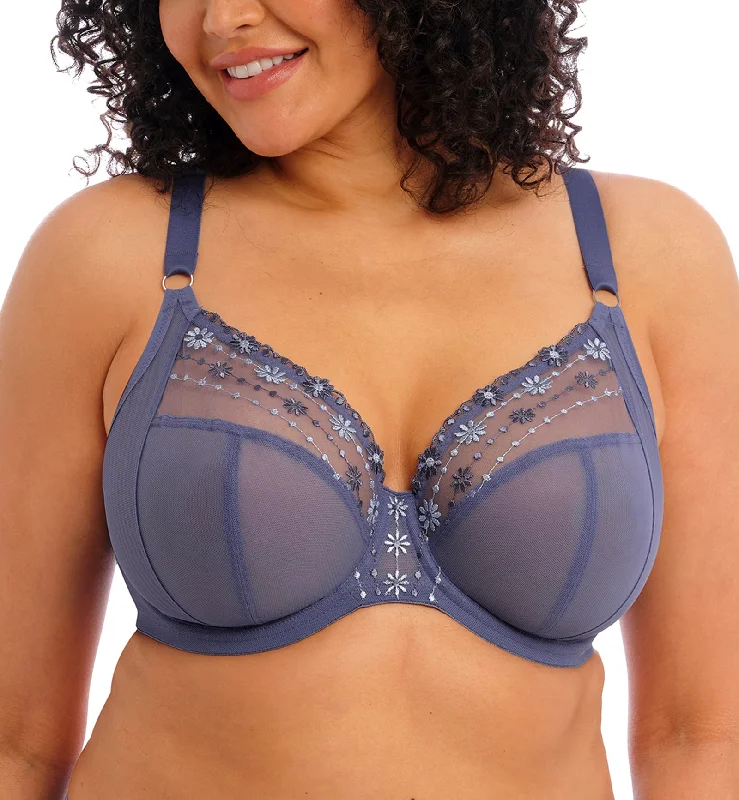 Bra with a seamless back for a smooth look under clothes Elomi Matilda Banded Plunge Underwire Bra (8900) - Denim Daisy Bra with a seamless back for a smooth look under clothes Elomi Matilda Banded Plunge Underwire Bra (8900) - Denim Daisy