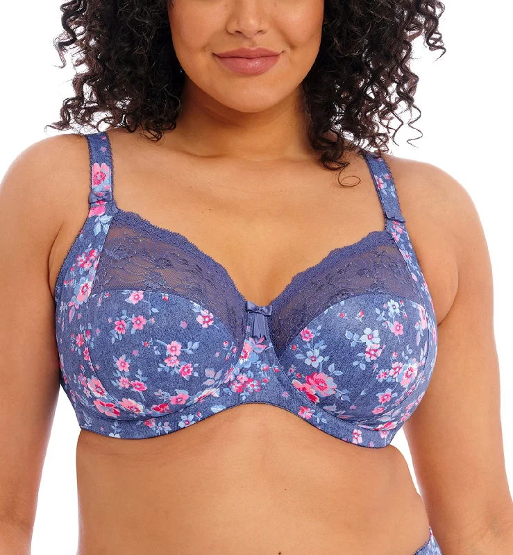 Bra with a wire - free construction for a softer feel​ Elomi Morgan Stretch Lace Banded Underwire Bra (4110) - Denim Floral