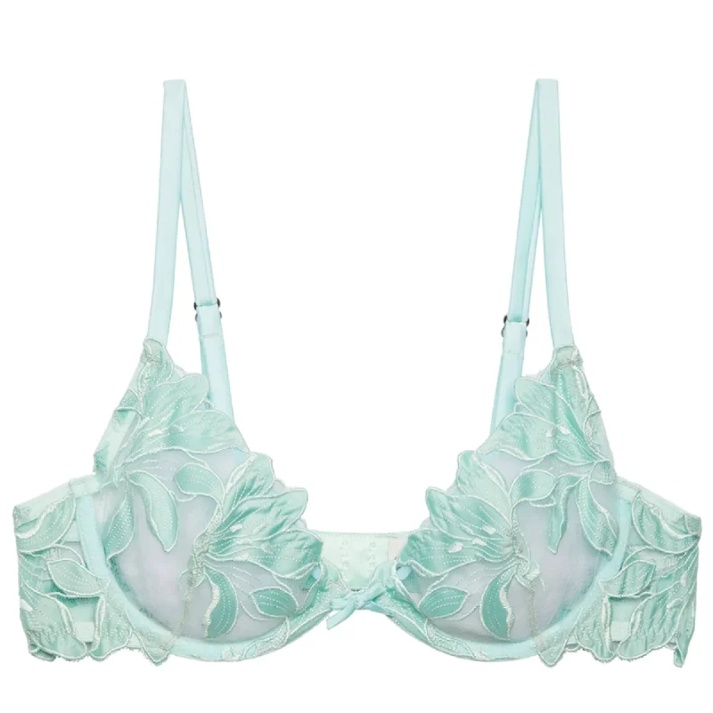Bra with a low - cut cup for a more revealing style Fleur du Mal Lily Embroidery Plunge Demi Bra Bra with a low - cut cup for a more revealing style Fleur du Mal Lily Embroidery Plunge Demi Bra