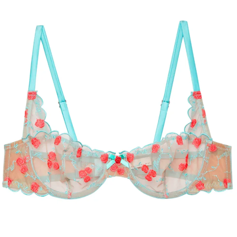 Bra with a moisture - wicking memory foam cup for sweaty conditions​ Fleur du Mal Roses and Vines Demi Bra