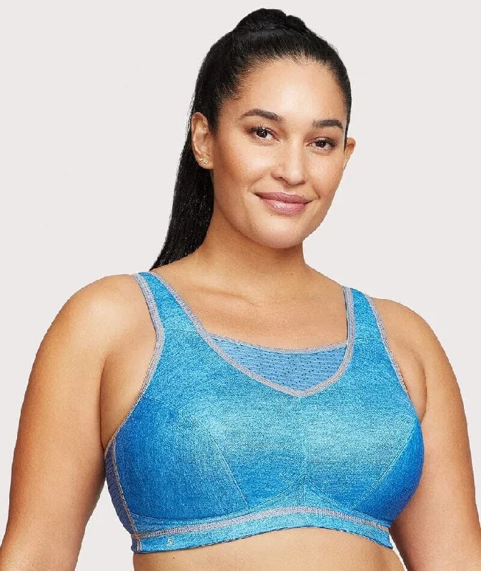 full cup padded bras for enhanced shapeGlamorise No-Bounce Camisole Elite Wire-Free Sports Bra - Light Denim