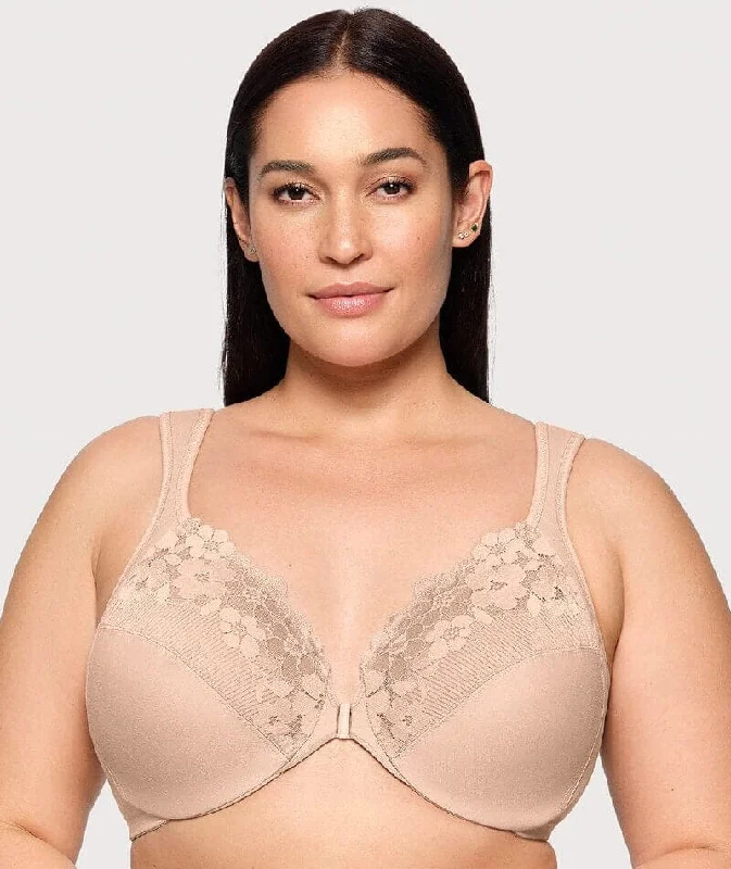 balconette push up bras for a lifted lookGlamorise WonderWire Front-Closure Cotton Bra - Cafe balconette push up bras for a lifted lookGlamorise WonderWire Front-Closure Cotton Bra - Cafe