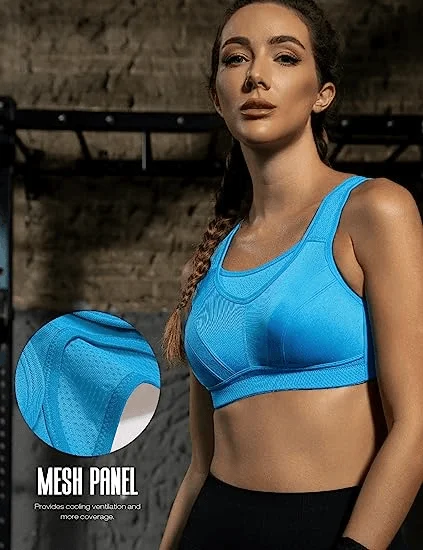 Cotton bras known for breathability and softness Full Coverage High Support Solid Sports Bra Blue Cotton bras known for breathability and softness Full Coverage High Support Solid Sports Bra Blue