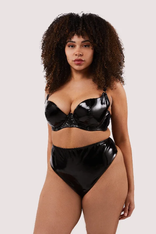 Bra with a reversible design for double the style options​ Maxine Black PVC High Waist Curve Brief