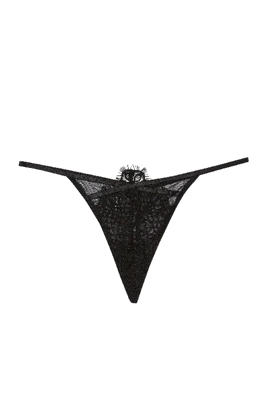 Bra with a plus - size underbust band for a secure fit​ Reena Black Lace And Mesh Thong