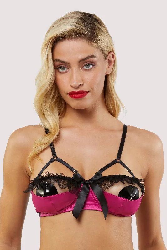 supportive sports bras for runningInga Pink Ruffle Balconette Bra