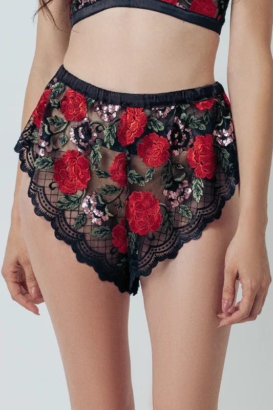 Bra with a gel - filled cup for extra comfort and support Kilo Brava Black Wild Roses Short Bra with a gel - filled cup for extra comfort and support Kilo Brava Black Wild Roses Short