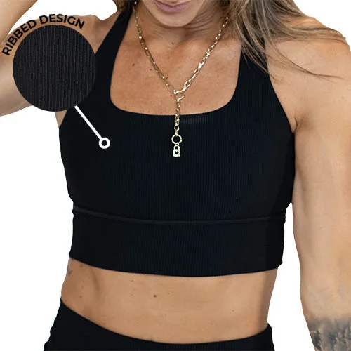 plunge wireless bras for a natural lookLongline Bra | Ribbed | Black