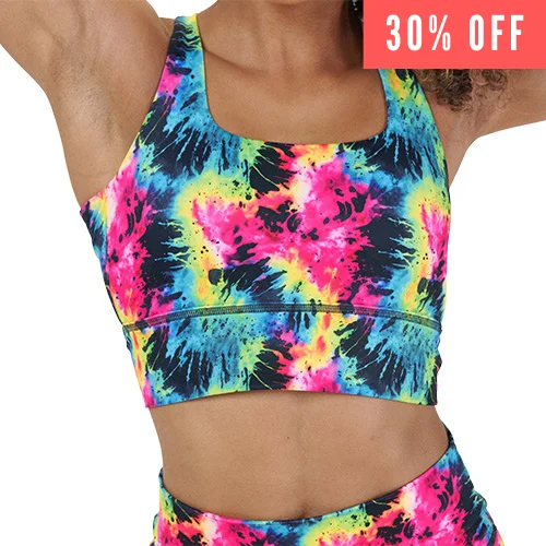sleep bras with adjustable strapsLongline Bra | Neon Tie Dye