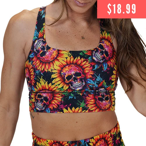 padded bras for added volumeLongline Bra | Skull Flower