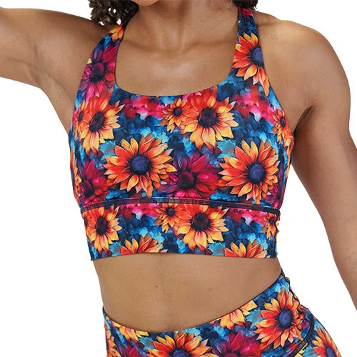 push up bras for enhanced cleavageLongline Bra | Watercolor Sunflowers