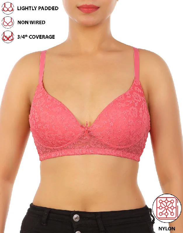 t - shirt bras for a smooth look under clothesLOSHA LIGHTLY PADDED WIRE-FREE 3/4TH COVERAGE ALL OVER LACE BRA- PINK LEMONADE t - shirt bras for a smooth look under clothesLOSHA LIGHTLY PADDED WIRE-FREE 3/4TH COVERAGE ALL OVER LACE BRA- PINK LEMONADE