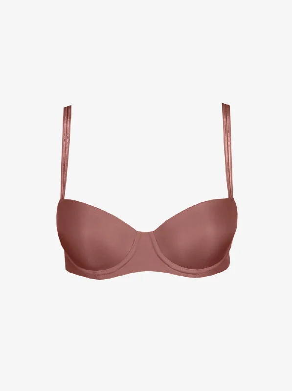 Bra with a single - strap design for a unique and modern style Louie Balcony Bra - Satin Taupe Bra with a single - strap design for a unique and modern style Louie Balcony Bra - Satin Taupe