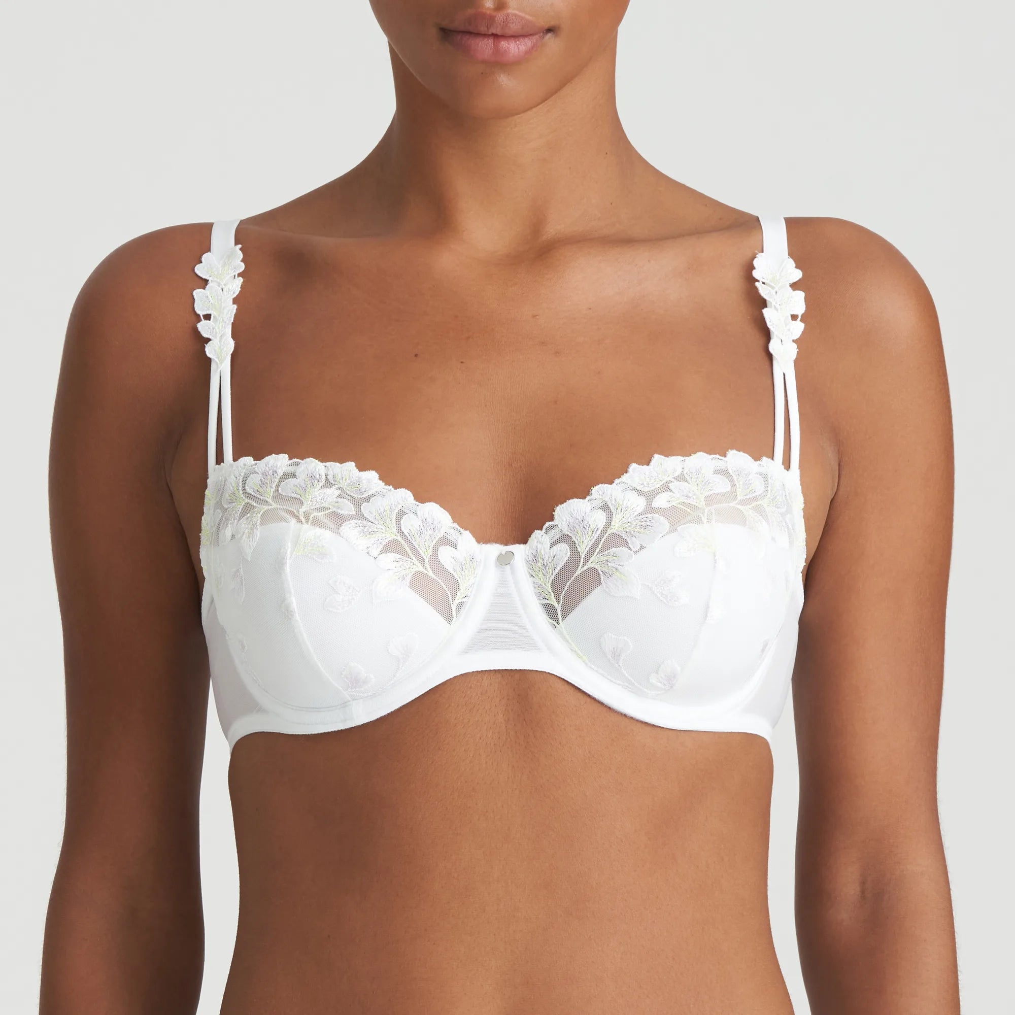 Bra with a cotton - lined cup for a natural and soft feel Marie Jo Leda Half Padded Balcony Bra in White Bra with a cotton - lined cup for a natural and soft feel Marie Jo Leda Half Padded Balcony Bra in White