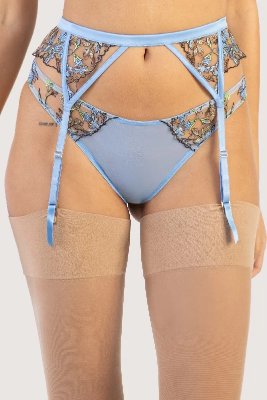 seamless backless bras for summer dressesMayla Blue Floral Embroidered Suspender