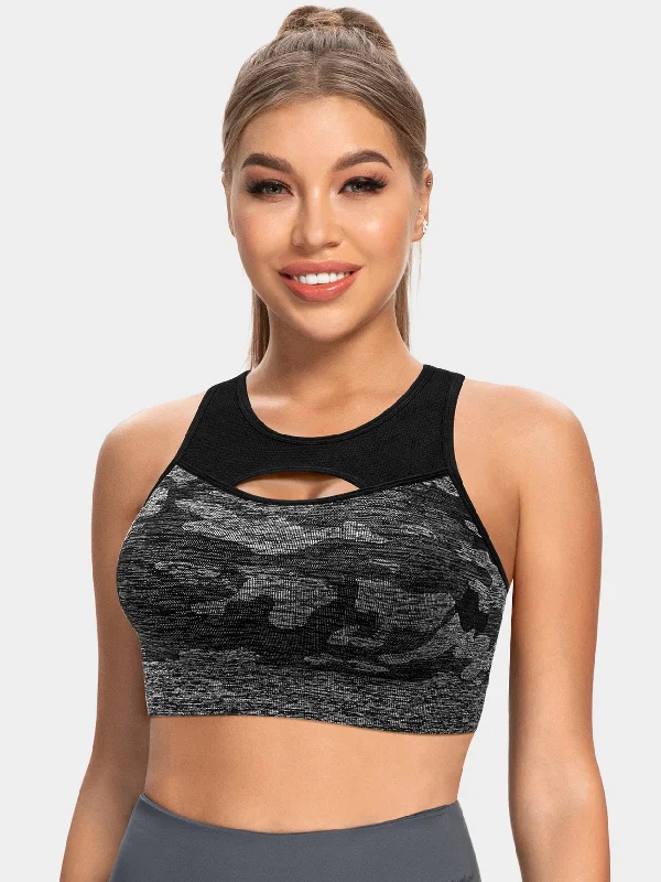 Bra with a cotton - lined cup for a natural and soft feel Mid Impact Sports Racerback Pullover Workout Bra Black Bra with a cotton - lined cup for a natural and soft feel Mid Impact Sports Racerback Pullover Workout Bra Black